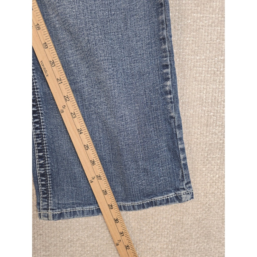 Axe & Crown Mens Slim Boot Jeans 36x29 Blue Distressed Thick Stitch Embroidered - Picture 4 of 10